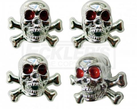 Chevy Or GMC Truck Valve Stem Caps, Skull, Chrome, 1947-1987