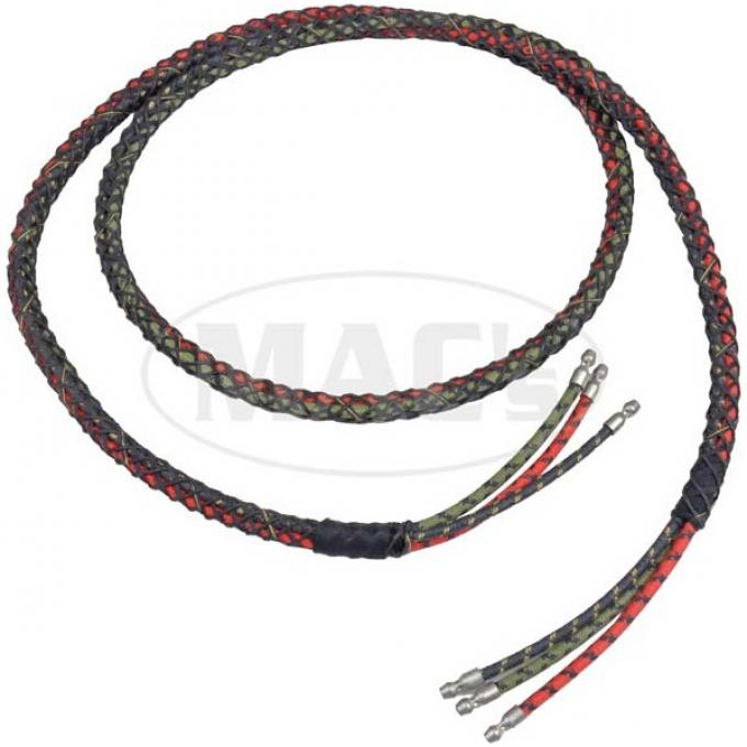 Ford Pickup Truck Headlight Wiring - Braided Wire - 6 Terminals - Without Turn Signal Wire & Horn Wires