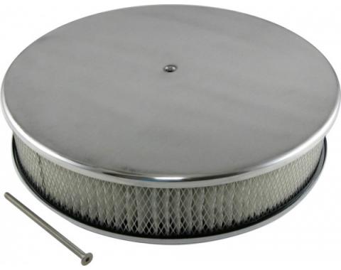 Chevy Air Cleaner, Round Smooth Polished Aluminum, 14 X 3