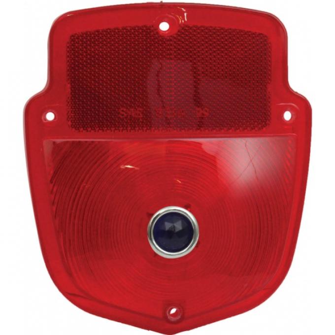 Ford Pickup Truck Tail Light Lens - Shield Type - Red GlassLens With Blue Dot Lens - Flareside Pickup