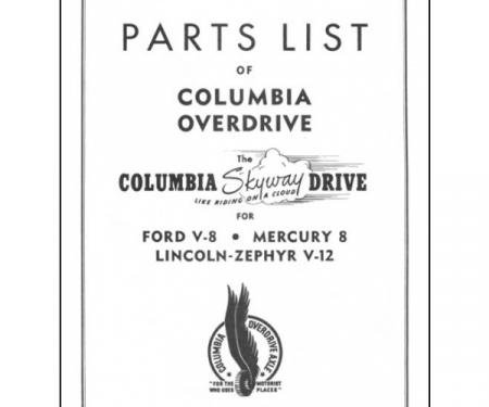 Columbia Rear Axle Parts List - 41-48 Ford, Mercury & Lincoln Zephyr - 8 Pages