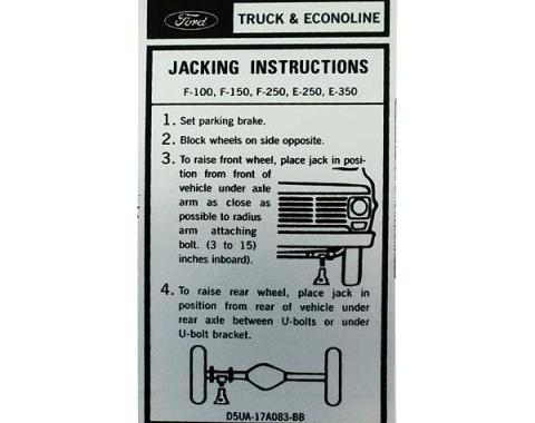 Ford Pickup Truck Jack Instructions Decal