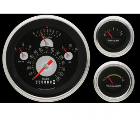 Ford Classic Instruments® Tetra Series Six Gauge, Three Pod Package, 1935-1936