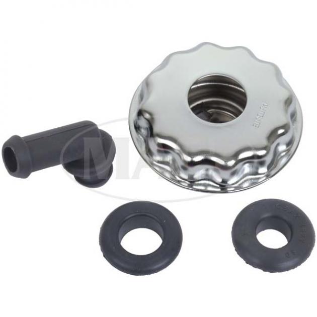 Oil Filler Cap Chrome TwistOn Type With Opening In Top 302, 351W & 429 V8 Ford & Mercury Oil Filler Cap Chrome TwistOn Type With Opening In Top 302, 351W & 429 V8 Ford & Mercury