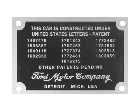 Patent Plate - With Rivets - Ford Passenger