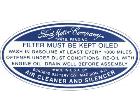 Dry Style Air Cleaner Decal - Ford Passenger - Blue & White