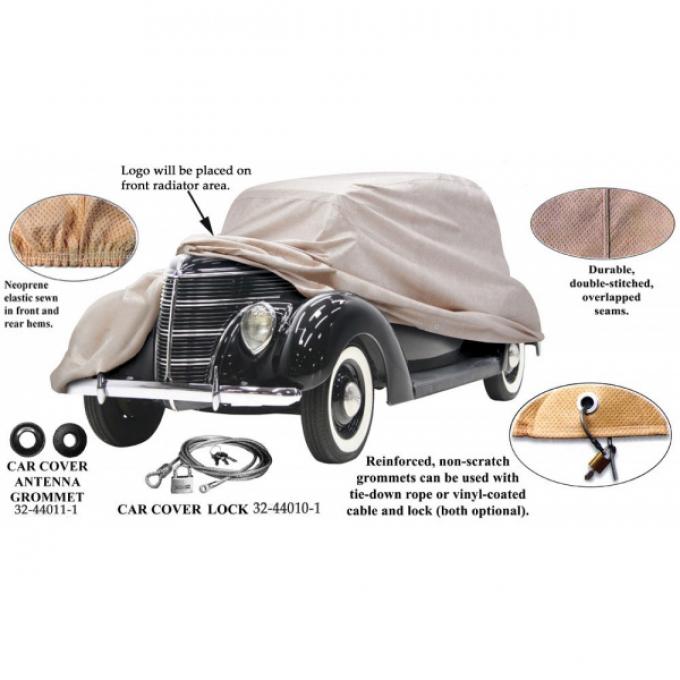 Car Cover, Poly-Cotton, With Logo, 2 Passenger Coupe, 1940-1942