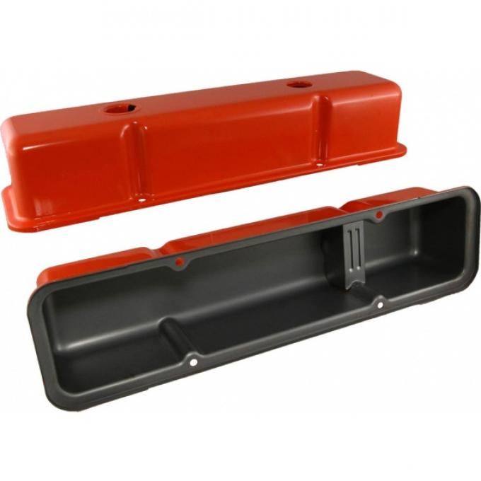 Chevy Small Block Valve Covers, Tall Style, Orange, 1958-1986