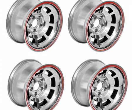 Corvette-Style Reproduction Polished Aluminum Pace Car Wheel Set, 1955-1957