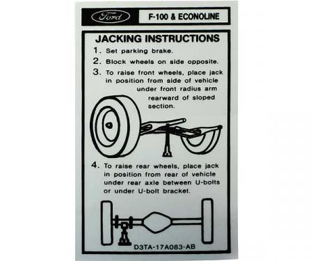 Ford Pickup Truck Jack Instructions Decal