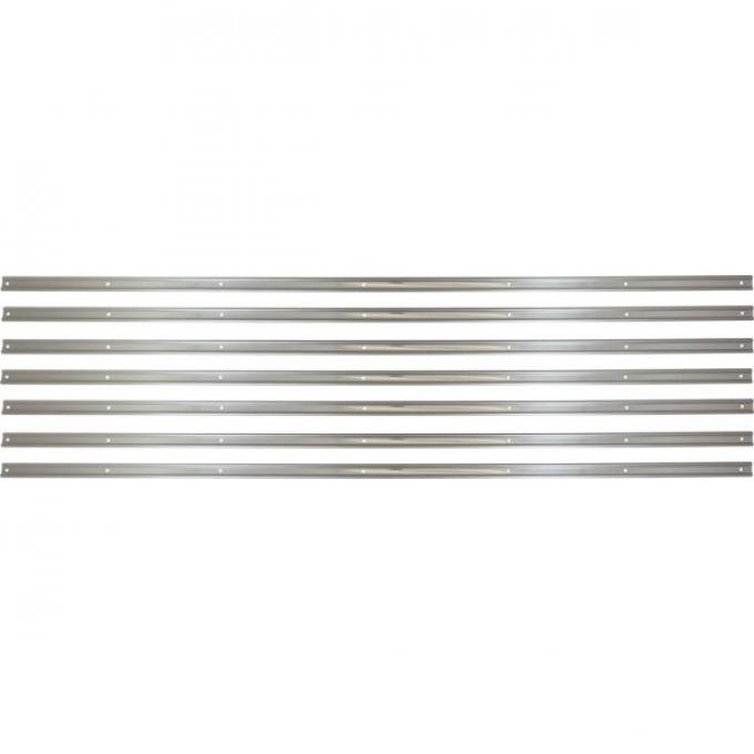 Ford Pickup Truck Bed Strip Set - Unpolished Stainless Steel - 7 Pieces - For Long, 8' Bed With Square-Punched Holes