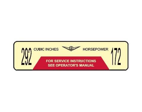 Ford Pickup Truck Air Cleaner Decal - 172 Horsepower 292 CID