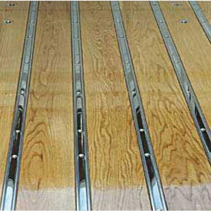 Chevy Truck Bed Flooring, Long Bed Fleet Side, Standard Mounting Holes, Oak Wood, With Polished Stainless Steel Bed Strips, 1963-1966
