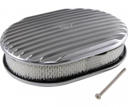 Chevy Air Cleaner, Oval Full Finned Polished Aluminum, 12