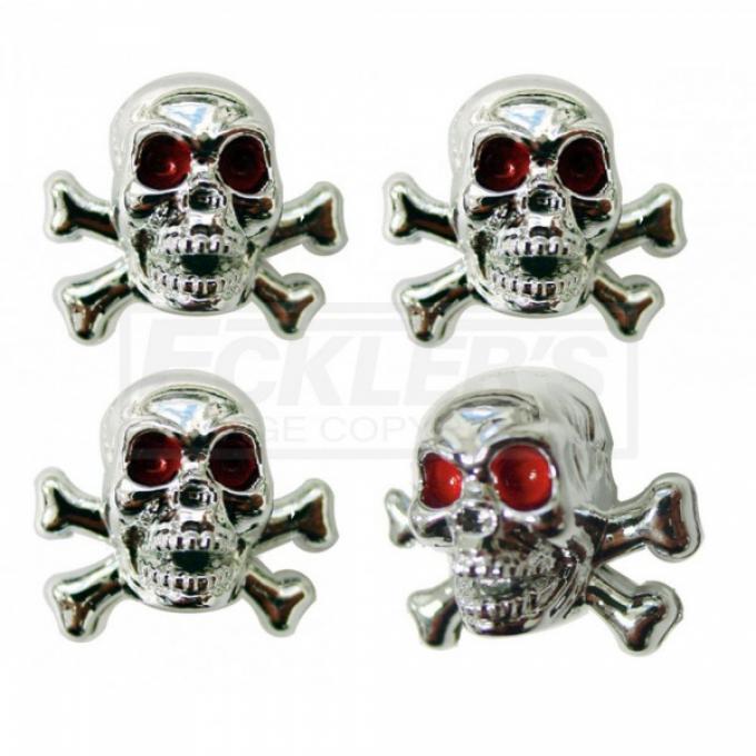 Chevy Or GMC Truck Valve Stem Caps, Skull, Chrome, 1947-1987