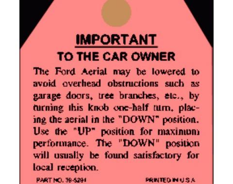 Antenna Instruction Tag - Ford