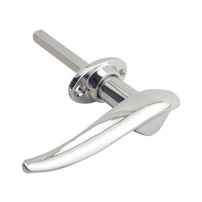 Outside Door Handle - Right Hand - Chrome - Flat Base - Ford 3 Window Coupe & Ford Cabriolet