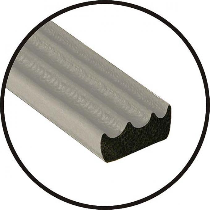 Universal Door Seal - Ribbed - 3/8 X 3/16 X 20' Roll - Peel& Stick Adhesive Backing - Ford & Mercury