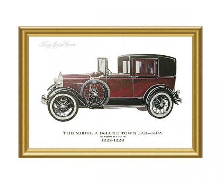 Model A Print - 28-29 Ford Deluxe Town Sedan (140A) - 11 X 14 - Framed