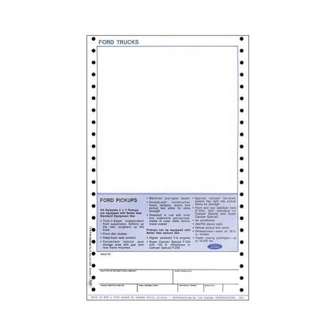 Ford Pickup Truck New Vehicle Window Price Sticker