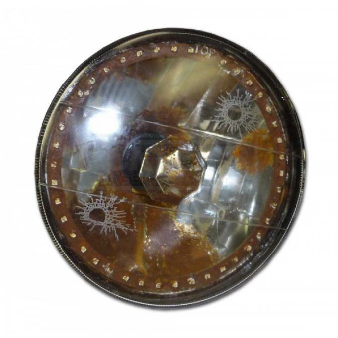 Chevy 7 Inch Round White Diamond Rat Rod Headlights With Multi Color LED Halo, 1949-1954