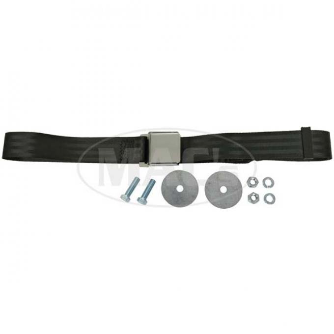 SeatBelt Solutions Early Ford | Mercury Retractable Lap Belt,  74" with Chrome Lift Latch HL1800H741000 | Black