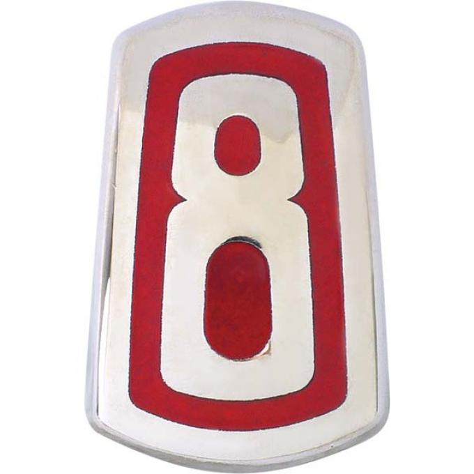Hood Ornament Front Emblem - 8 - Chrome With Red Enamel - Ford Passenger