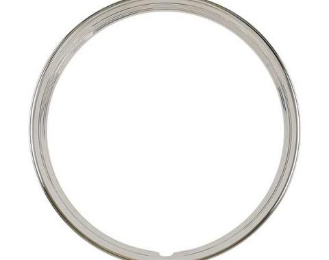 Wheel Trim Ring - Stainless Steel - 16 Ribbed - 4 Ribs - Ford