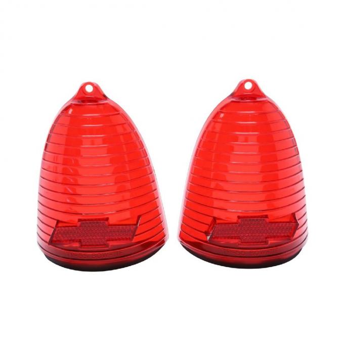 Trim Parts 55 Full-Size Chevrolet Red Tail Light Lens with Bowtie, Pair A1019