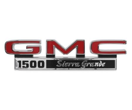 Trim Parts 71-72 GMC Truck Front Fender Emblem, GMC 1500 Sierra Grande, Pair 9825