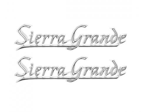 Trim Parts 69-72 Chevrolet and GMC Truck Rear Quarter Emblem, GMC Sierra Grande, Pair 9760