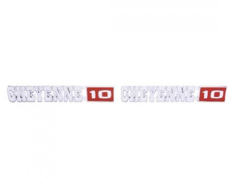 Trim Parts 71-72 Chevrolet and GMC Truck Front Fender Emblem, Cheyenne 10, Pair 9721