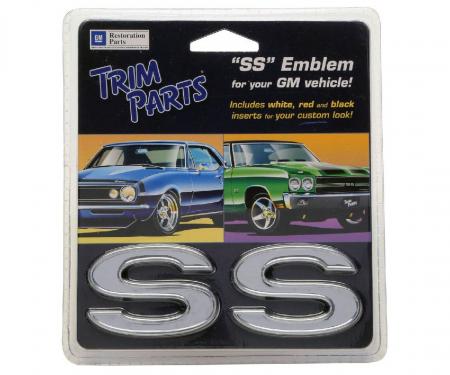 Trim Parts Universal "SS" Emblem with Three Colors of Inserts, Adhesive Backing, Pair Z4620A