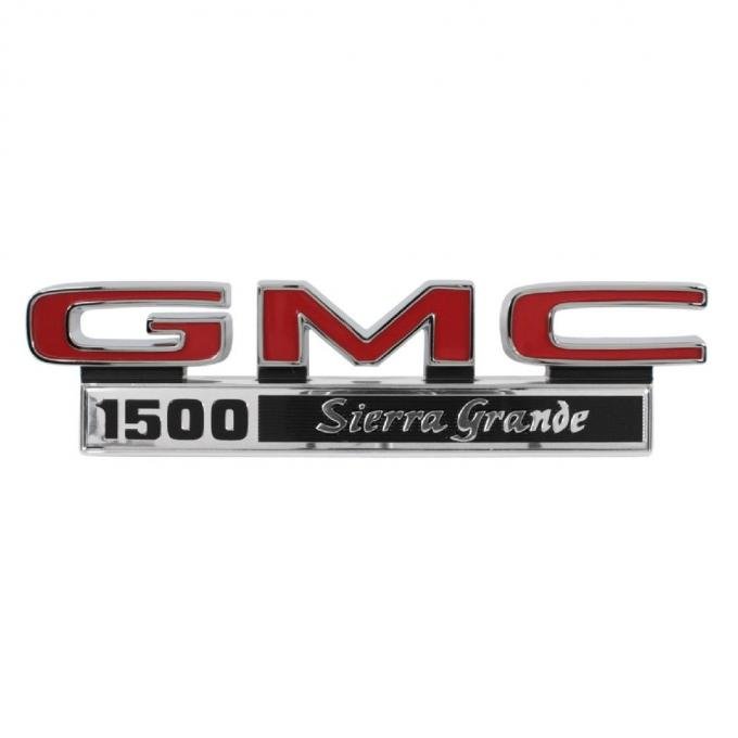Trim Parts 71-72 GMC Truck Front Fender Emblem, GMC 1500 Sierra Grande, Pair 9825
