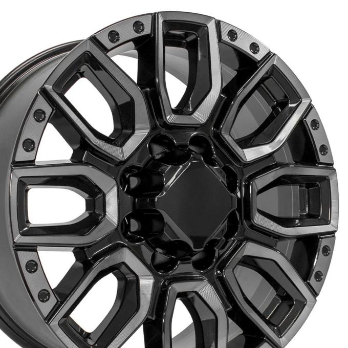 OE Replica Wheels CV97B - 20" Rplca CV97B for GMC Sierra 2500/3500 20x8.5 Blk Milled Edge w/ Tinted Clear CV97B-20085-8180-47BMT