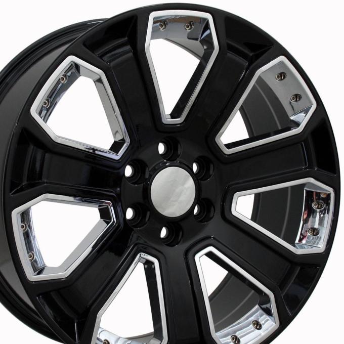OE Replica Wheels CV93B - 22" Replica Wheel fits Chevy Silverado - CV93B Black with Chrome Insert 22x9 CV93B-22090-6550-24B-ic