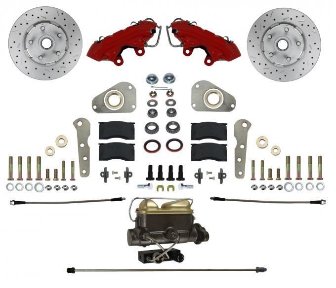 Leed Brakes Manual Front Kit with Drilled Rotors and Red Powder Coated Calipers RFC0025-405X