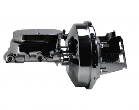 Leed Brakes 9 inch power booster, 1-1/8 inch bore flat top master (Chrome) 4F6