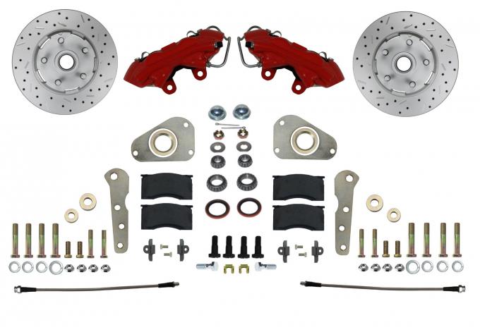 Leed Brakes Spindle Kit with Drilled Rotors and Red Powder Coated Calipers RFC0025SMX