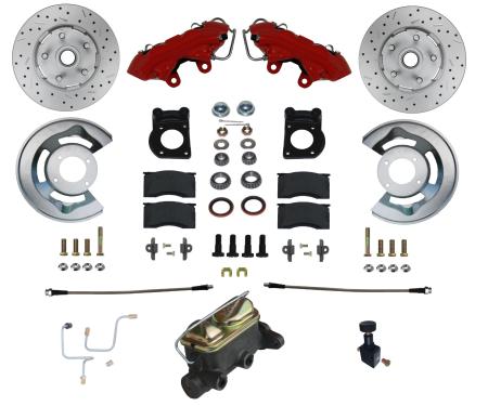 Leed Brakes Manual Front Kit with Drilled Rotors and Red Powder Coated Calipers RFC0001-405X