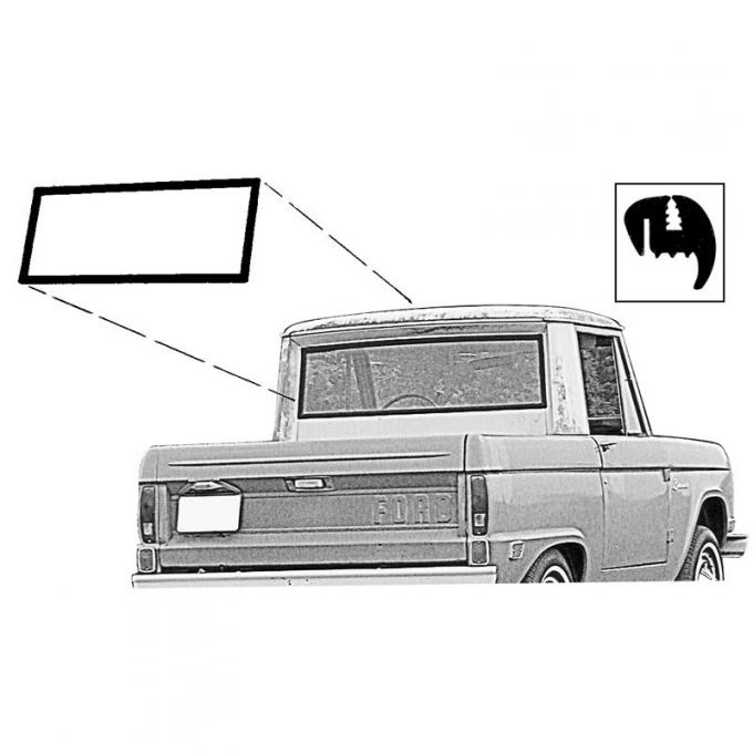Dennis Carpenter Back Glass Seal - Half Cab - No Groove for Chrome - 1966-77 Ford Bronco    C7TZ-9742084-B