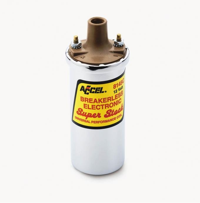 Accel Ignition Coil, SuperStock, Breakerless Electronic Coil, Chrome 8145C