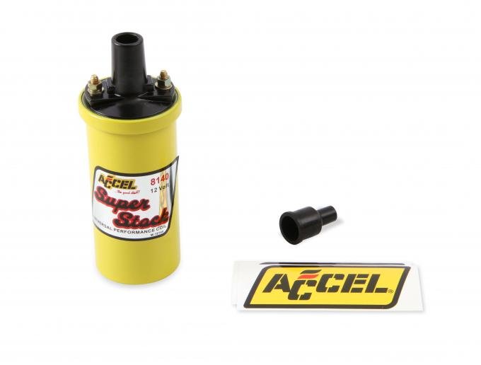 Accel Ignition Coil, Yellow, 42000v 1.4 Ohm Primary, Points, Good Up to 6500 RPM 8140