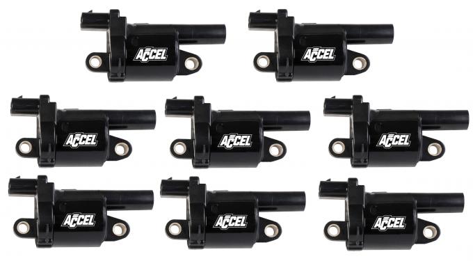 Accel Gen v GM Coils, 2014 and Up, Black, Round, Black, 8-Pack 140080-8