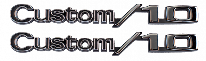 Key Parts '69-'72 Chevrolet "Custom 10" Fender Emblem Set with Hardware 0849-960