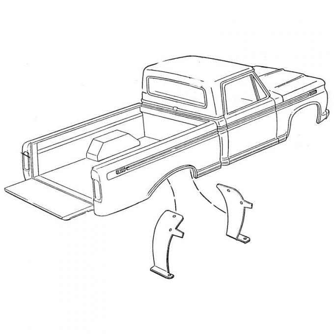Dennis Carpenter Rear Wheel Opening Splash Shield - 1976-79 Ford Truck, 1978-79 Ford Bronco    D7TZ-9928370-A