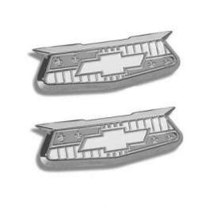 Chevy Quarter Panel Crests, Chrome, 1955-1957