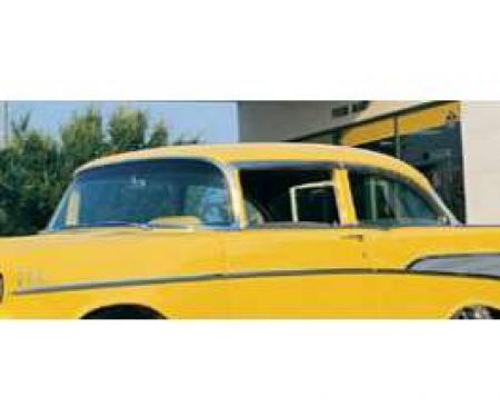 Chevy Door Glass For Vent Window Delete, Tinted, 2-Door Sedan Or Wagon, Delivery, 1955-1957