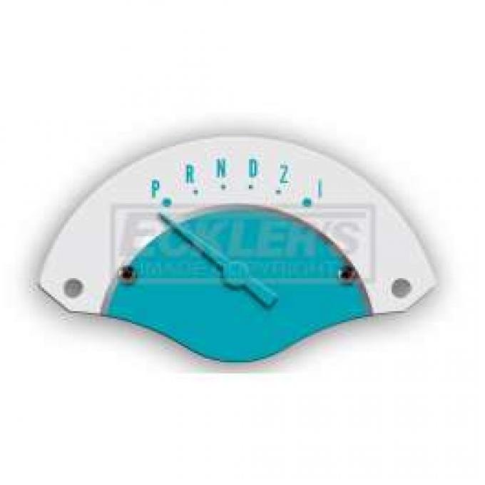 Chevy Classic Instruments Shifter Indicator, For 3-Speed Automatic Transmission, White Face With Turquoise Needle, 1955-1956