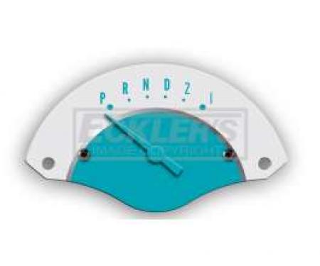 Chevy Classic Instruments Shifter Indicator, For 3-Speed Automatic Transmission, White Face With Turquoise Needle, 1955-1956